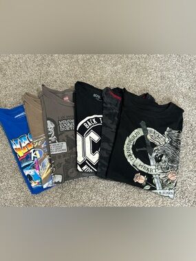 Men’s T-Shirt Bundle L/XL AC/DC NASCAR Graphic Tees Lot